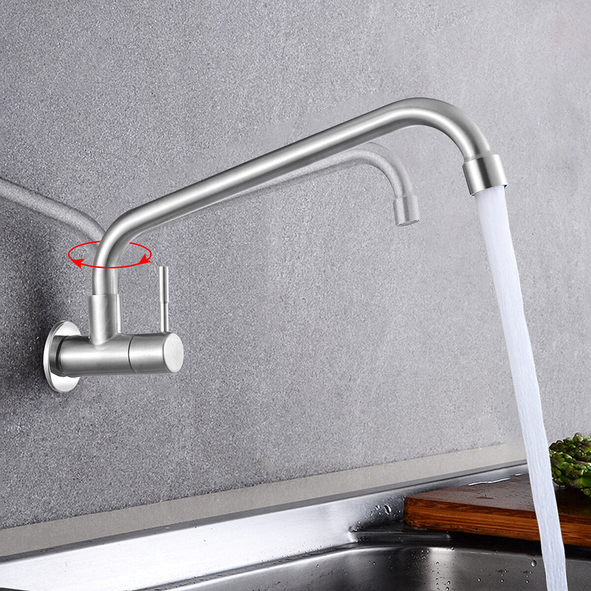 360 Rotation Single Cold Faucet 304 Stainless Steel Kitchen Sink