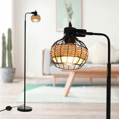 Rattan Hollow Cage Design Floor Lamp Modern & Rustic Style Living Room Bedroom