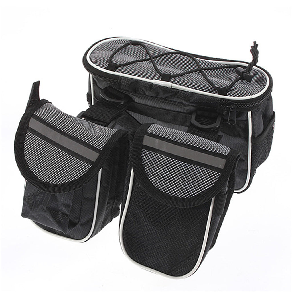 Bike Frame Front Tube Bag Double Tube Bag Outdoor Cycling with Waterproof Cover