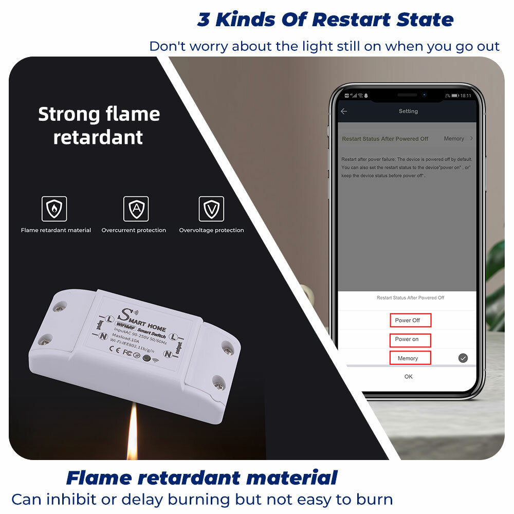 Smart Tuya WiFi Light Switch With RF 433Mhz Remote Control DIY Module Timer Works With Alexa Smart Home