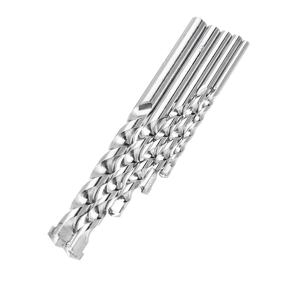 5pcs 4/5/6/8/10mm Straight Impact Drill Round Shank Cement Wall Twist Drill Bit Set