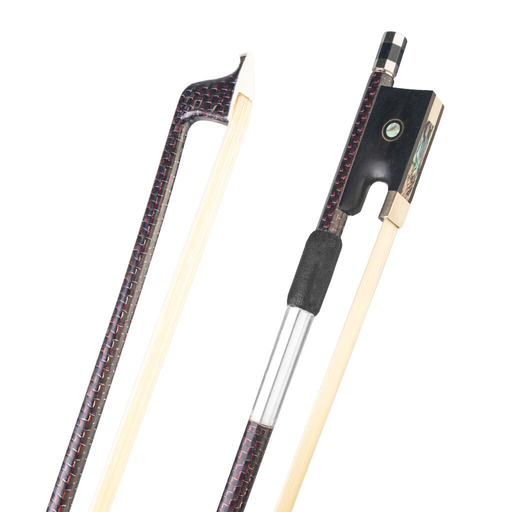 Master Red Silk Braided Carbon Fiber Violin Bow 4/4 White Mongolia Horsehair Ebony Frog Durable And Fast Responses