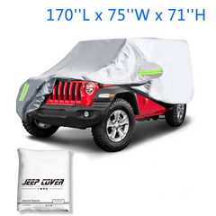 Car Cover Wrangler Cover 2 Door Waterproof All Weather Protection Outdoor Car Cover with 2 Gust Straps Fits up to 170''(170x75x60'')