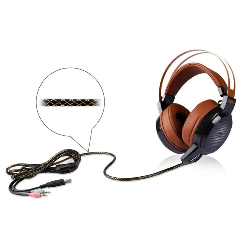 Gaming Headset Wired LED Light Over-Ear Stereo Deep Bass Headphones with Microphone for Computer Gamer