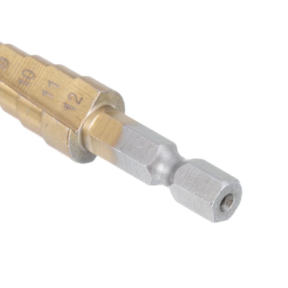 4-12mm Hex Shank HSS Titanium Coated Step Drill Bit Cone Hole Cutter