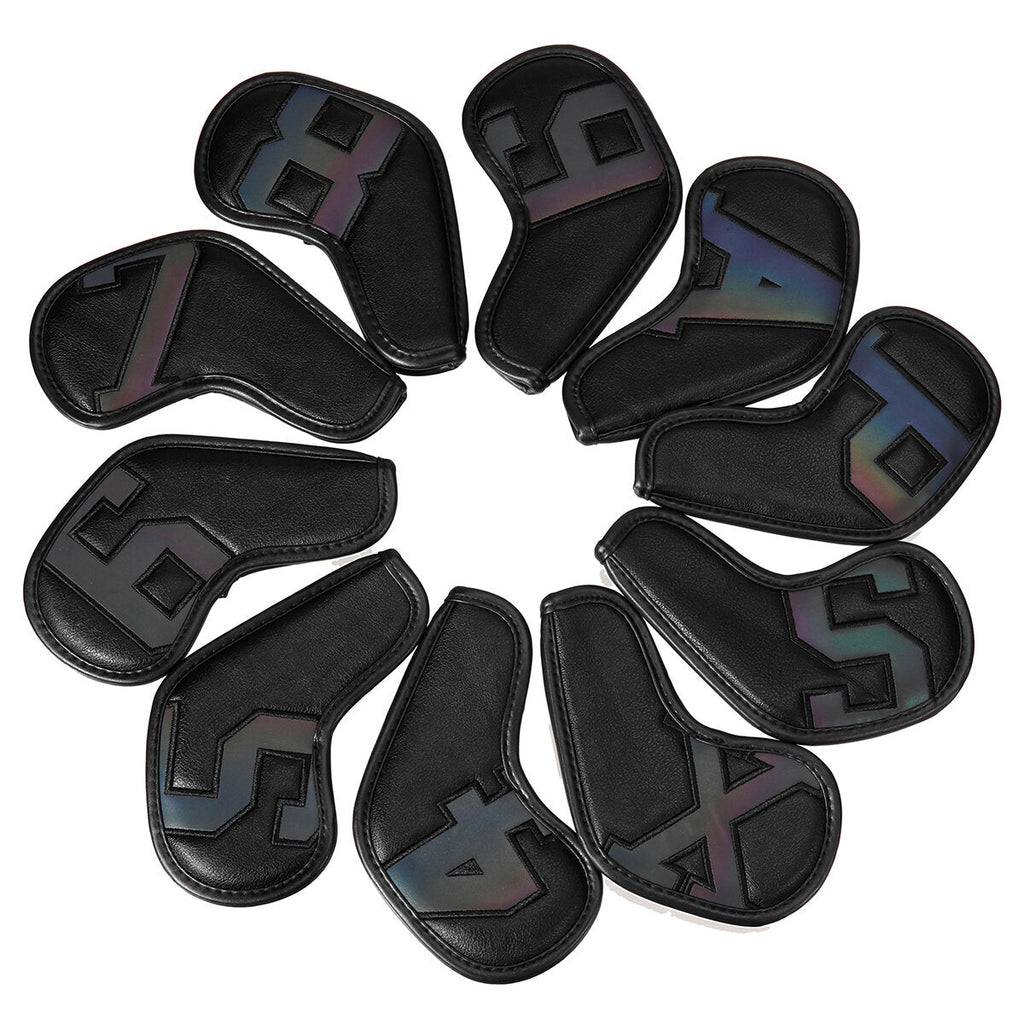 10pcs PU Leather Cover For Golf Clubs Iron Head Protector Set