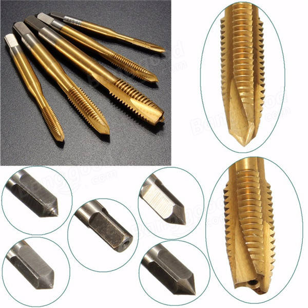5pcs M3-M8 HSS Spiral Point Tap Straight Flute Metric Titanium Machine Screw