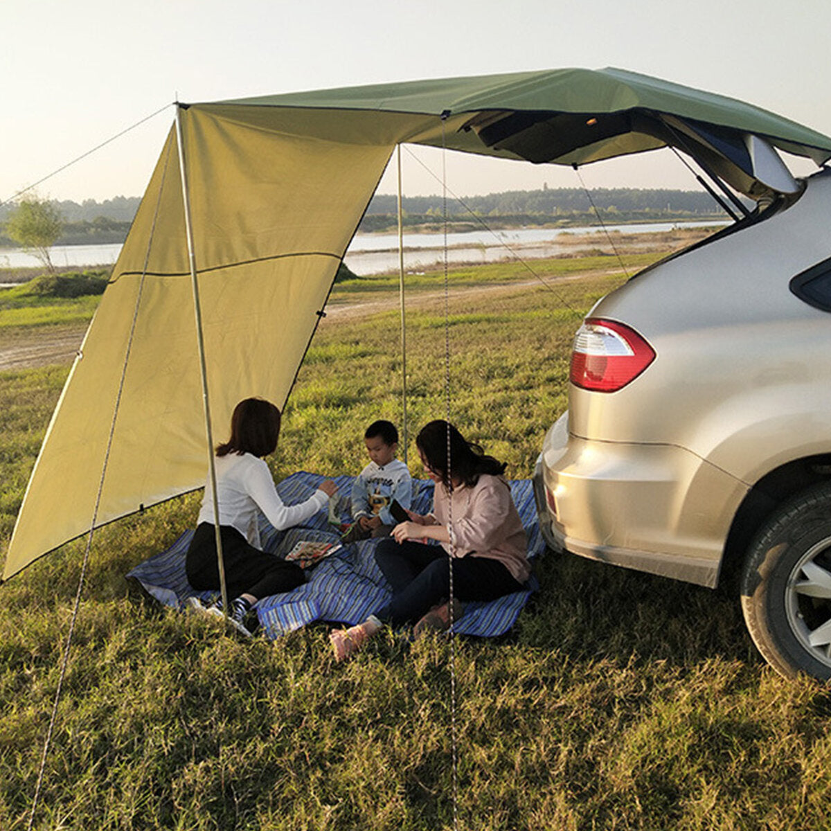 Car Side Awning Waterproof UV-proof Rooftop Tent Canopy for Outdoor Camping Travel
