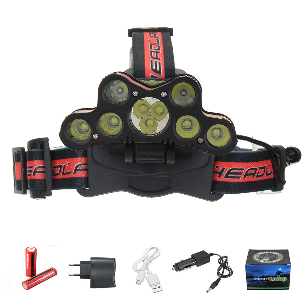 7xLED T6 Zoomable Headlamp 6 Modes Torch Lamp USB Rechargeable 18650 Battery Work Lantern Outdoor Cycling Camping
