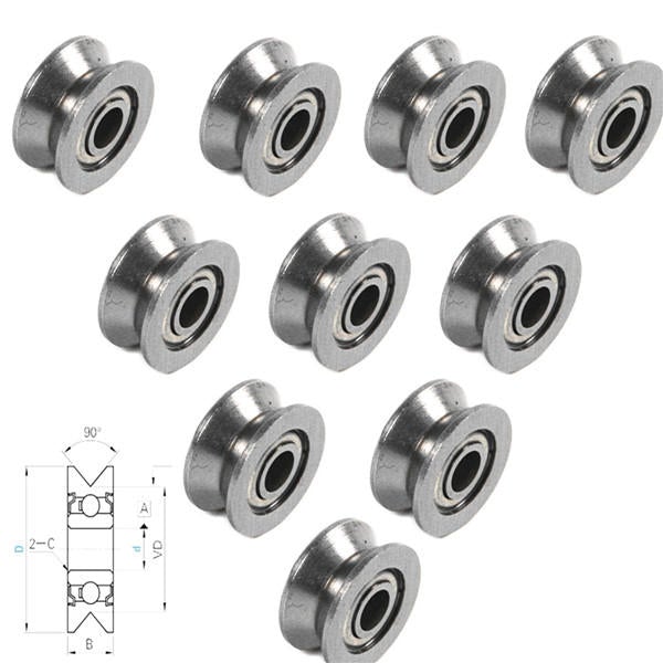 10pcs V Groove Sealed Ball Bearings V Groove 4x13x6mm 1.5mm Deep Ball Bearings