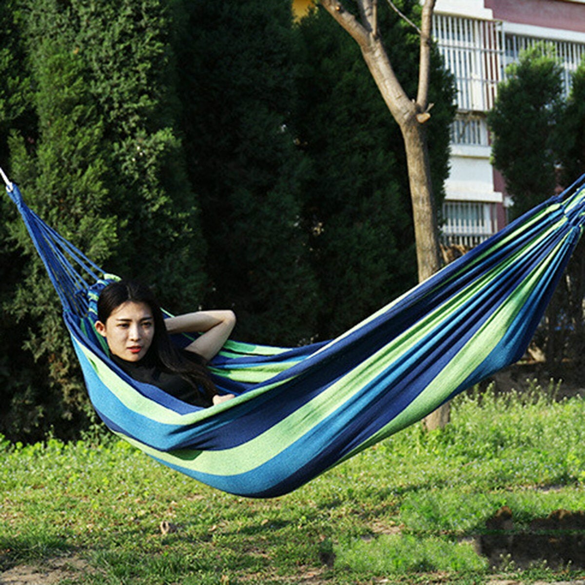 Portable Canvas Hammock Outdoor Garden Camping Travel Swing Bed