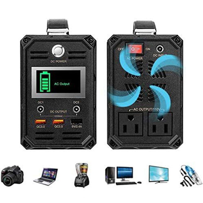 60000mAh 300W Portable Power Station+ 100W 18V Portable Solar Panel With 5V USB Emergency Power Supply Kit For Outdoor Camping Traveling