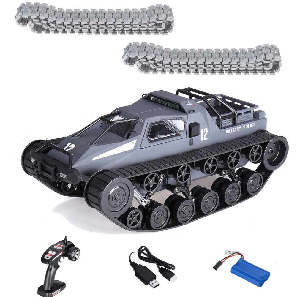 2.4G Drift RC Tank Car with Two Rubber and Two Mental Tracks with LED Lights RTR High Speed Full Proportional Control Vehicle Models