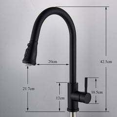 Matte Black Kitchen Sink Faucet Brass Single Lever Pull Out Mixers Hot Cold Water Tap
