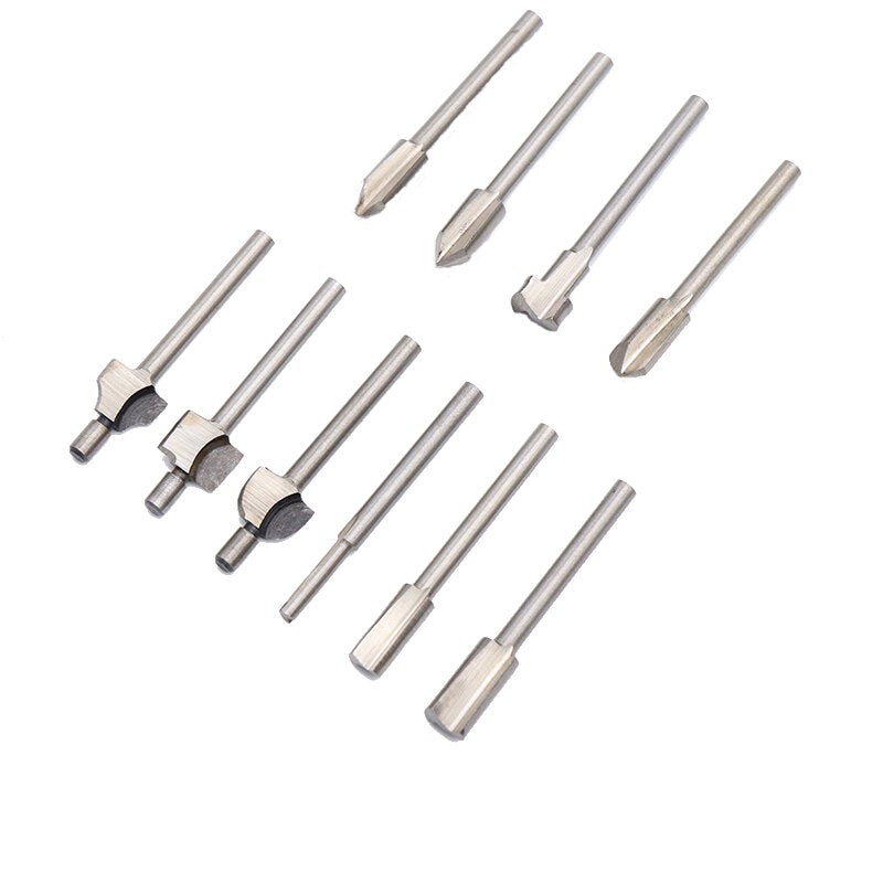 10Pcs HSS Woodworking Trimming Knife Titanium-Plated Sharpening Micro Milling Cutter Wood Carving