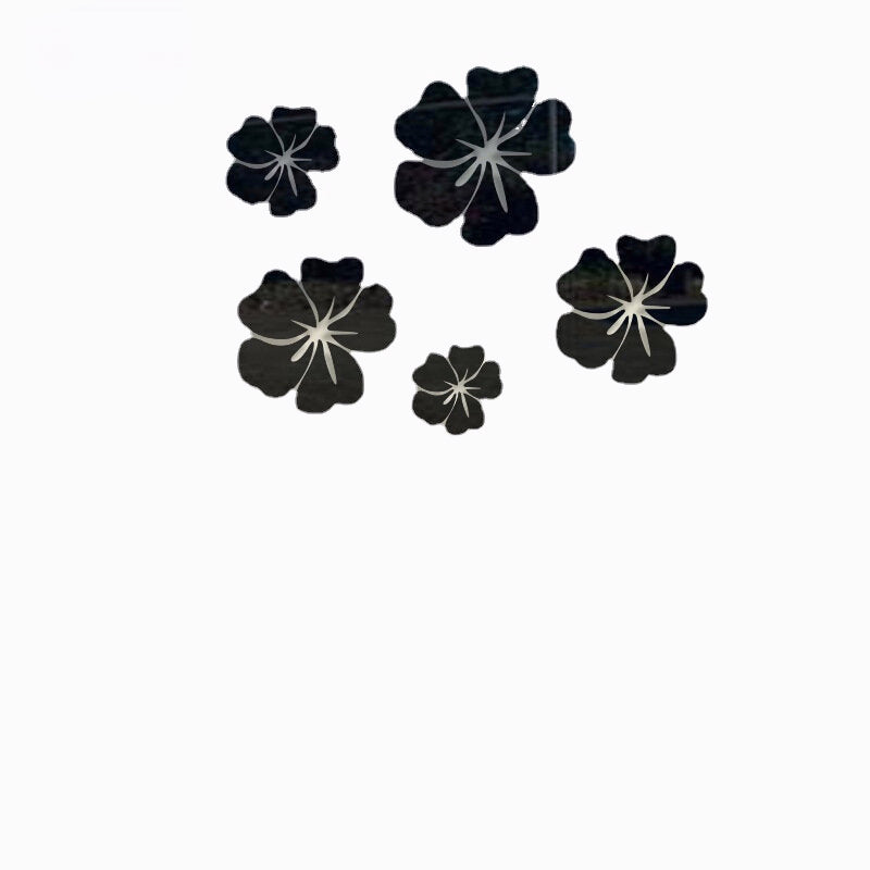 5Pcs Flower Pattern Mirror Sticker Home Decor 3D Decal Art DIY Mural Decal For Living Room Decoration PVC Self Adhesive Poster