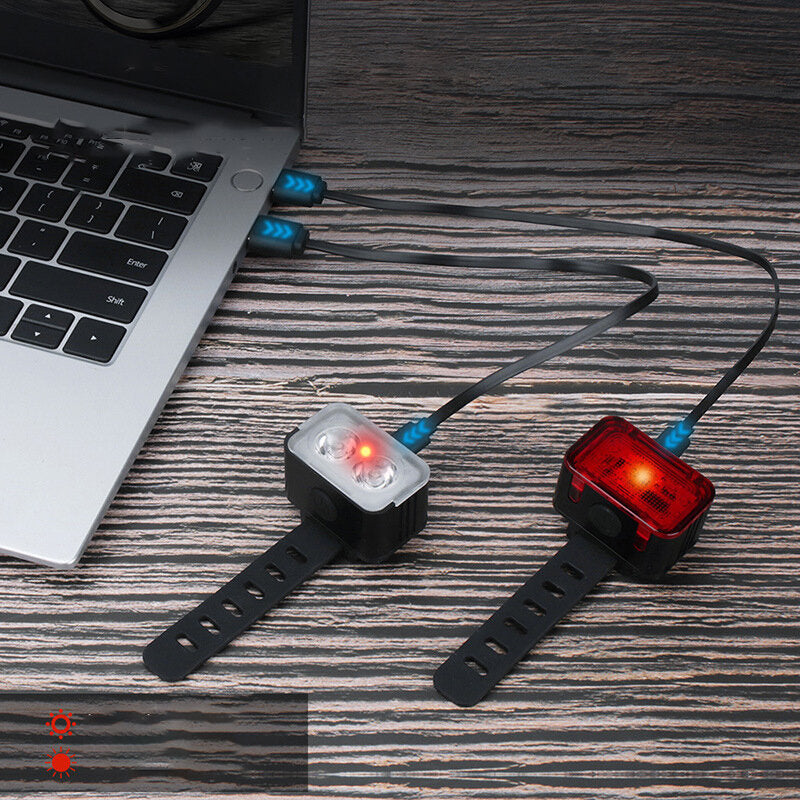 2PCS L6 300lumen 200M Bike Headlight + Taillight TYPE-C Rechargeable IPX6 Waterproof Aluminium Alloy Bike Light Set