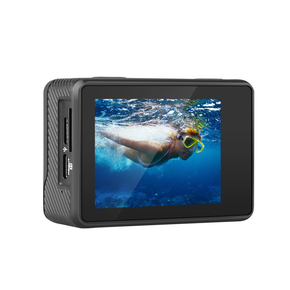 Waterproof 170 Lens 4K Action Camera with 2.0 inch Touch Screen Dual Screen Sport Cameras WIFI Remote Control EIS Anti-shake for Video Recording Vlog