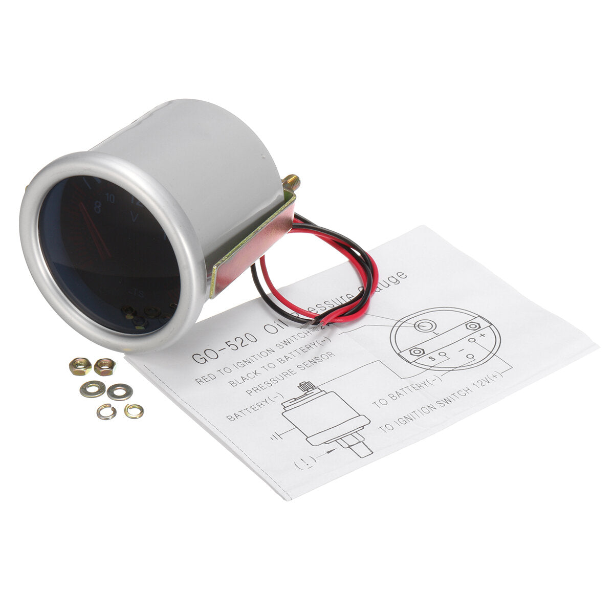 2Inch 52MM 12V White & Red LED Car Boat 8-16 Voltmeter Volt Voltage Gauge Meter