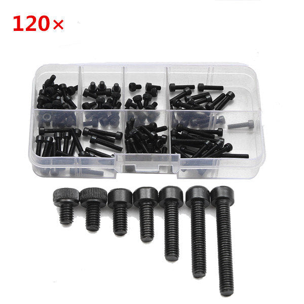 M3CH5 M3 Carbon Steel Allen Bolt 5-20mm Hex Socket Cap Screw Metric Assortment Kit 120pcs