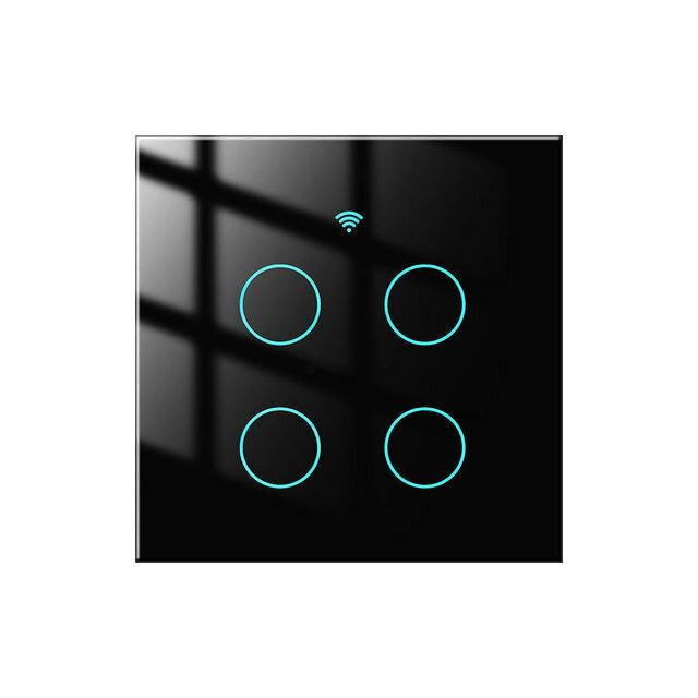 WiFi Smart 4 Gang Glass Panel Switch Smart Life/Tuya App Multi-Control Voice Control Works with Alexa Google