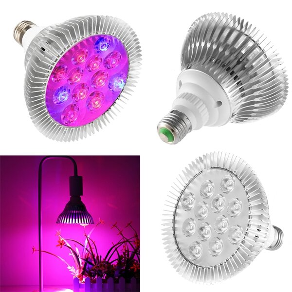 9W 12 LED E27 Red Blue Grow Lamp for Hydroponics Flowers Plants Vegetables