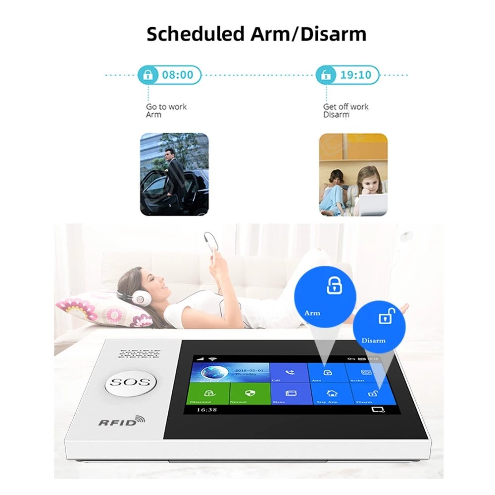 Security Alarm WiFi GSM Alarm System for 4.3inch Home Support Tuya APP Call/SMS Remote Contorl