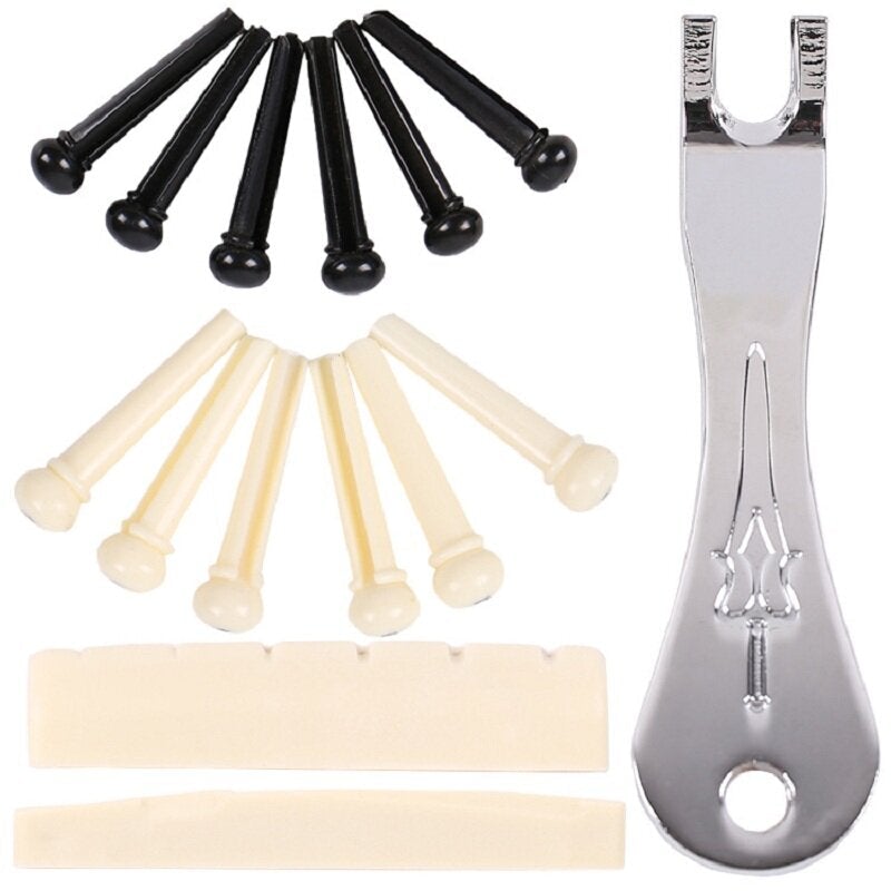 Guitar Parts 1PC Guitar Saddle/Guitar Nut/Pin Puller 12 PCS Bridge Pins