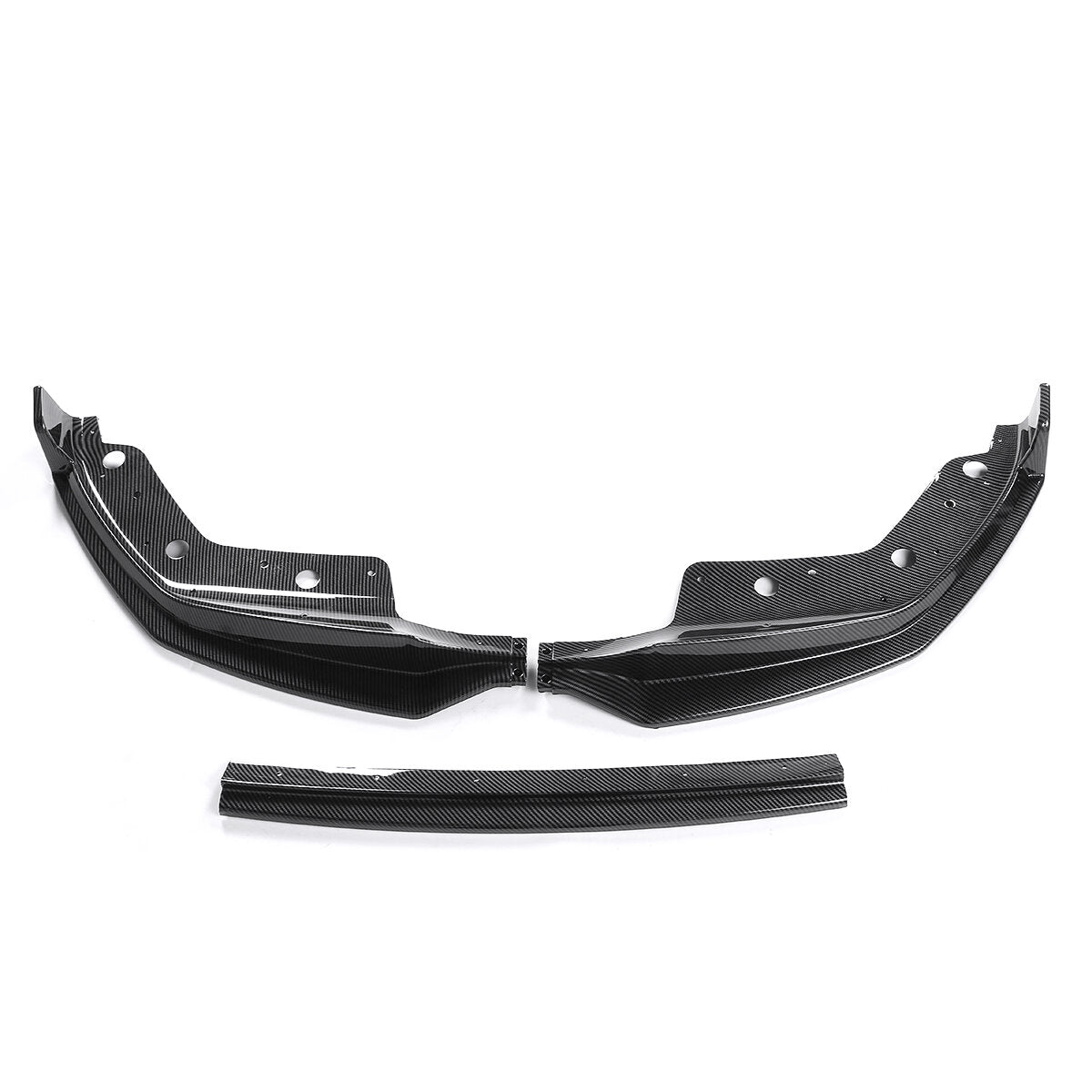 Carbon Fiber Look Front Bumper Lip Spoiler Splitter Cover Trim Body Kit 3PCS