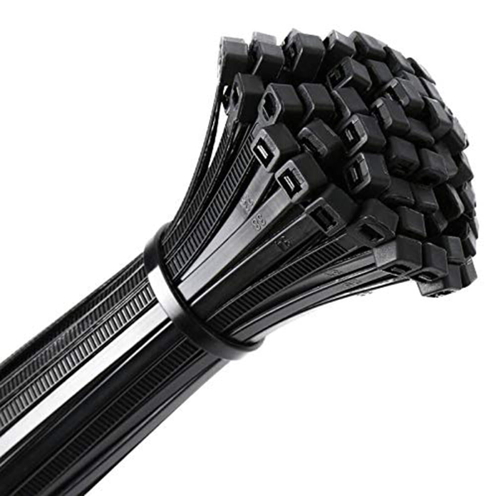 Nylon 250Pcs 8mm 15/20/25/30/35/40cm Black/White Nylon Self-locking Cable Tie Zip Ties Strong Tensile Strength