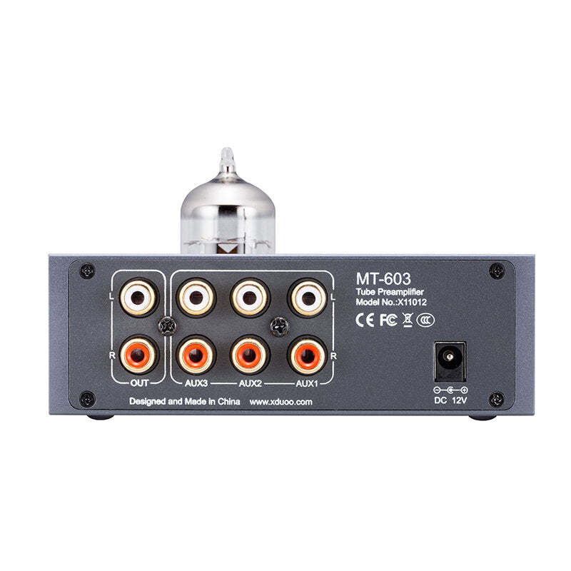 12AU7 Tube Pre-amplifier with 4 AUX Audio Inputs 10HZ~40KHZ 100DB Aluminum Alloy Shell Amplifier