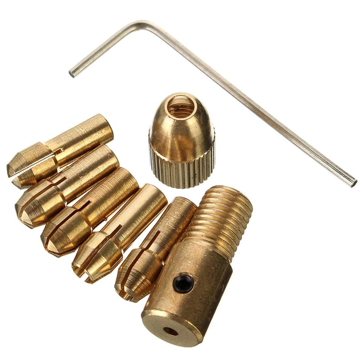8Pcs 3.175mm Shank 0.5-3mm Micro Twist Drill Chuck Set Small Electric Drill Bit Collet with Allen wrench