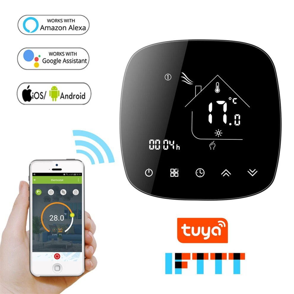 Round Shape Smart WiFi Electric Heating Thermostat Tuya Intellagent App Alexa Voice Control 0.5C Degree Accuracy