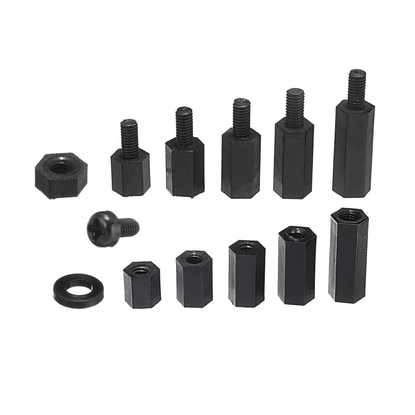 M3NH16 780Pcs M3 Nylon Screw Black Hex Screw Nut Nylon PCB Standoff Assortment Kit