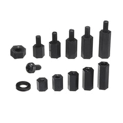 M3NH16 780Pcs M3 Nylon Screw Black Hex Screw Nut Nylon PCB Standoff Assortment Kit
