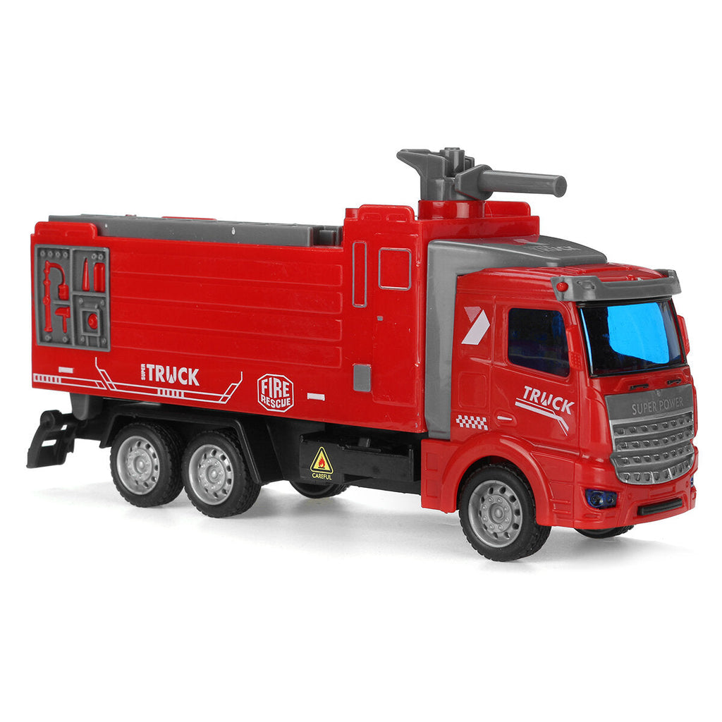 1:48 Children's Return Truck Rescue Fire Truck Sprinkler Lifting Platform Ladder Rescue Team Simulation Car Toy