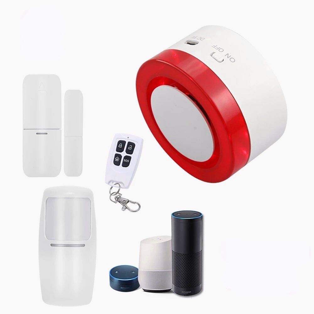 Wireless WIFI Gateway Host & Siren 2 in 1 Wifi Smart Security Alarm System Door Sensor PIR Motion Sensor APP Control,433MHz
