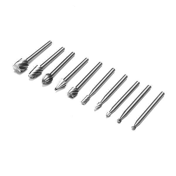 10pcs 3mm Shank HSS Router Bit Rotary Burr File Set Milling Drill Cutter for Woodworking