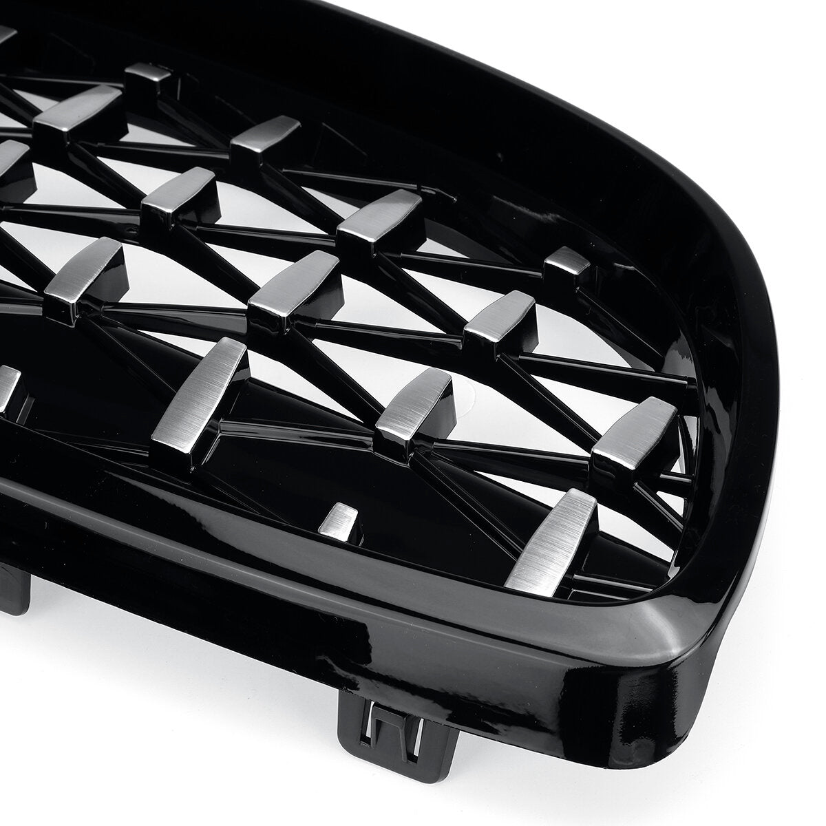 2PCS Front Grille Grill Black&Chrome Diamond Style For BMW 3 Series