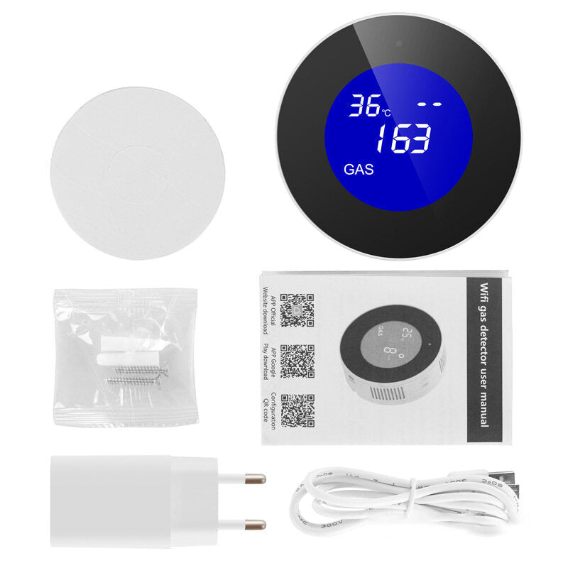 Smart WIFI Gas Detector LCD Displays Smoke Combustible Gas Sensor Alarm Compatible with Alexa and Google Home APP Alarm Home Security Accessories