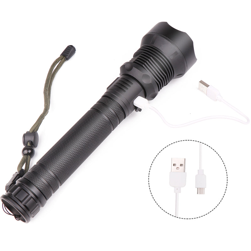  LED 3 Modes USB Rechargeable Telescopic Zoom LED Flashlight 18650/26650