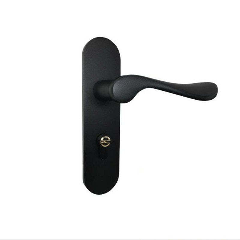 Matte Black Aluminum Door Lock Mechanical Interior Handle Cylinder Lever Latch Home Security Mute Locker With Keys