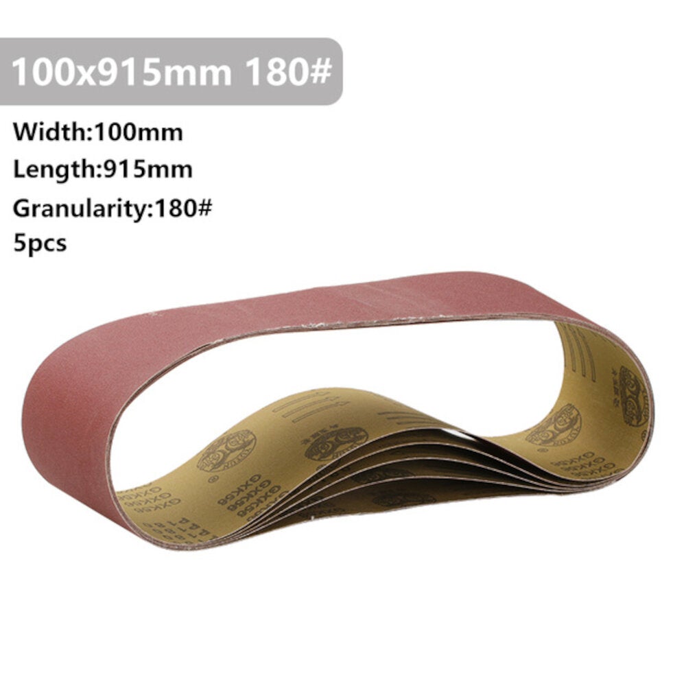5Pcs 915x100mm 40 to 400 Grit Sanding Belt for Flush Belt Machines Polishing Grind Machine