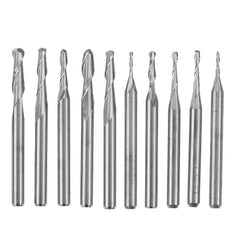 10pcs/Set Ball Nose End Milling Cutter Set Carbon Steel 1mm-3.175mm CNC