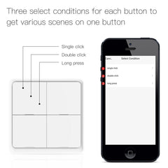 Black/Gray 4 Gang Wireless 12 Scene Switch Push Button Controller By battery 2MQTT Setup Automation Scenario for Tuya Devices