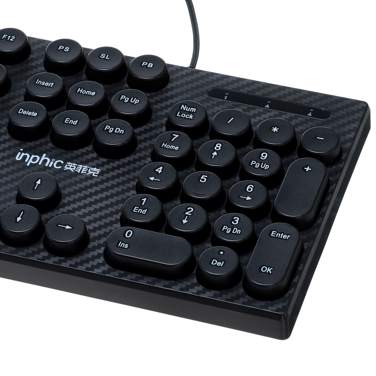 104 Keys Computer Keyboard USB Wired Punk Round Keycaps Mechanical Feeling Gaming Keyboard