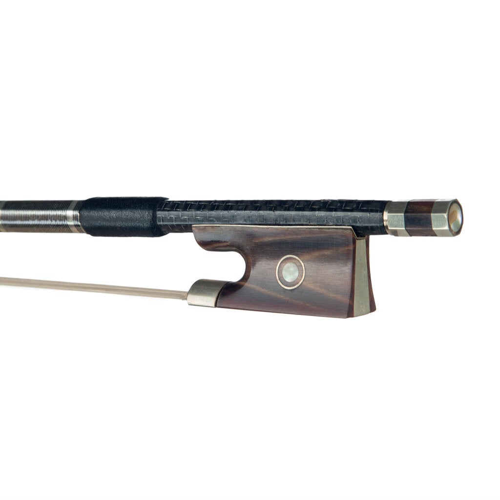 Master Carbon Fiber Bow Fiddle/ Violin Bow Silver Braided Carbon Fiber Bow W/ Ox Horn Frog Classical Paris Eye Inlay