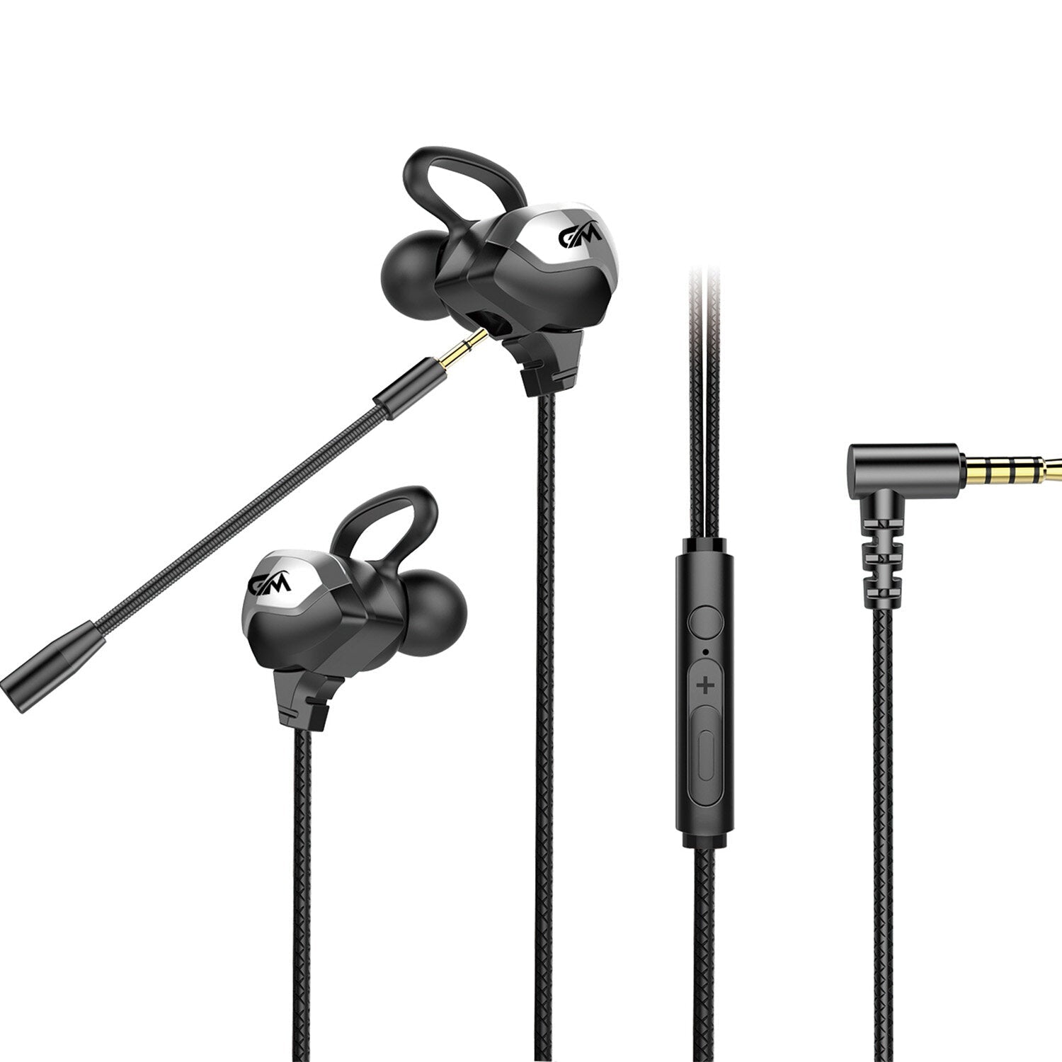 Wired Earphone Stereo Noise Reduction Dynamic In-ear Earbuds 3.5mm Gaming Headset with Mic