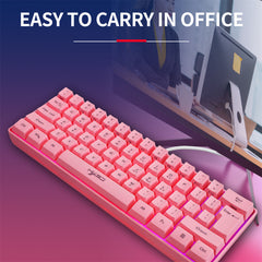 Wired Keyboard 61 Keys USB Wired RGB Backlit Gaming Keyboard for Office Gamers