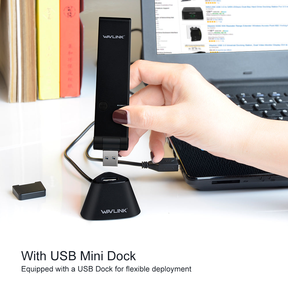 1300Mbps USB3.0 Wireless WiFi Adapter Dual Band WiFi Receiver Transmitter Network Card With USB Mini Dock